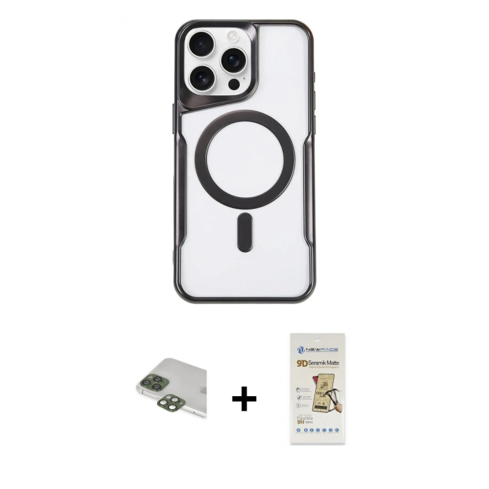 MARSİLYAN™- iPhone 11 Pro Max Kılıf Yadigar Klasik Özel Seri - Siyah Mat Seramik Nano Ekran Koruyucu + Pers Alüminyum Kamera Lens - YL