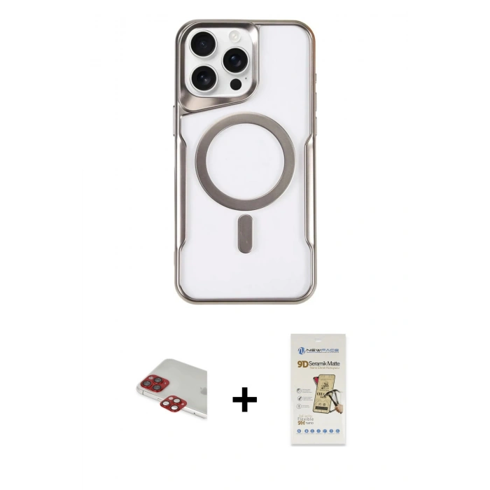 MARSİLYAN™- iPhone 11 Pro Max Kılıf Yadigar Klasik Özel Seri - Siyah Mat Seramik Nano Ekran Koruyucu + Pers Alüminyum Kamera Lens - KI