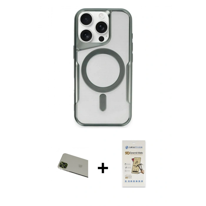 MARSİLYAN™- iPhone 11 Pro Max Kılıf Yadigar Klasik Özel Seri - Siyah Mat Seramik Nano Ekran Koruyucu + Rainbow Kamera Lens Koruma Cam - YL