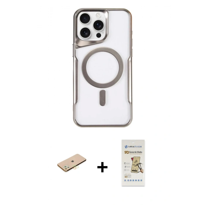 MARSİLYAN™- iPhone 11 Pro Max Kılıf Yadigar Klasik Özel Seri - Siyah Mat Seramik Nano Ekran Koruyucu + Renkli Kamera Lens Koruma Cam - SI