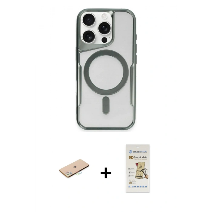 MARSİLYAN™- iPhone 11 Pro Max Kılıf Yadigar Klasik Özel Seri - Siyah Mat Seramik Nano Ekran Koruyucu + Renkli Kamera Lens Koruma Cam - MI
