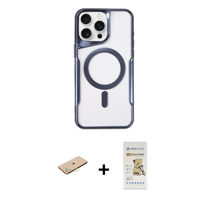 MARSİLYAN™- iPhone 11 Pro Max Kılıf Yadigar Klasik Özel Seri - Siyah Mat Seramik Nano Ekran Koruyucu + Renkli Kamera Lens Koruma Cam - SI