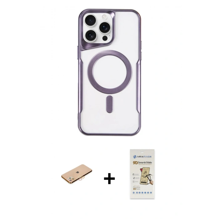 MARSİLYAN™- iPhone 11 Pro Max Kılıf Yadigar Klasik Özel Seri - Siyah Mat Seramik Nano Ekran Koruyucu + Renkli Kamera Lens Koruma Cam - TU