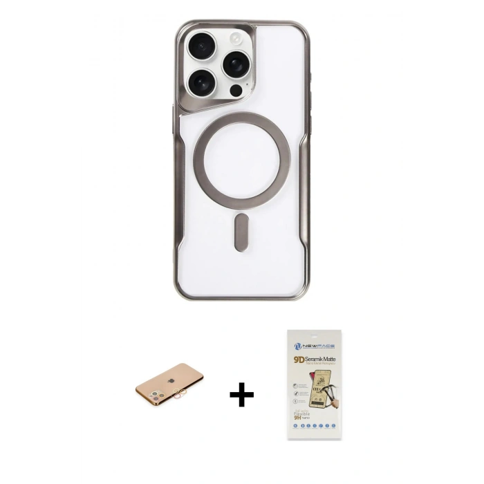 MARSİLYAN™- iPhone 11 Pro Max Kılıf Yadigar Klasik Özel Seri - Siyah Mat Seramik Nano Ekran Koruyucu + Renkli Kamera Lens Koruma Cam - TU