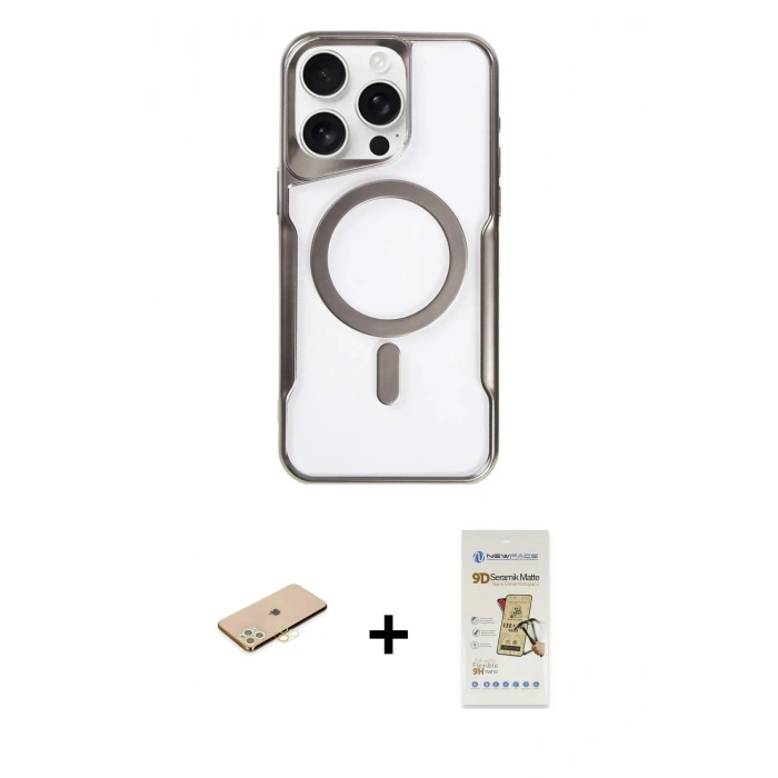 MARSİLYAN™- iPhone 11 Pro Max Kılıf Yadigar Klasik Özel Seri - Siyah Mat Seramik Nano Ekran Koruyucu + Renkli Kamera Lens Koruma Cam - SI