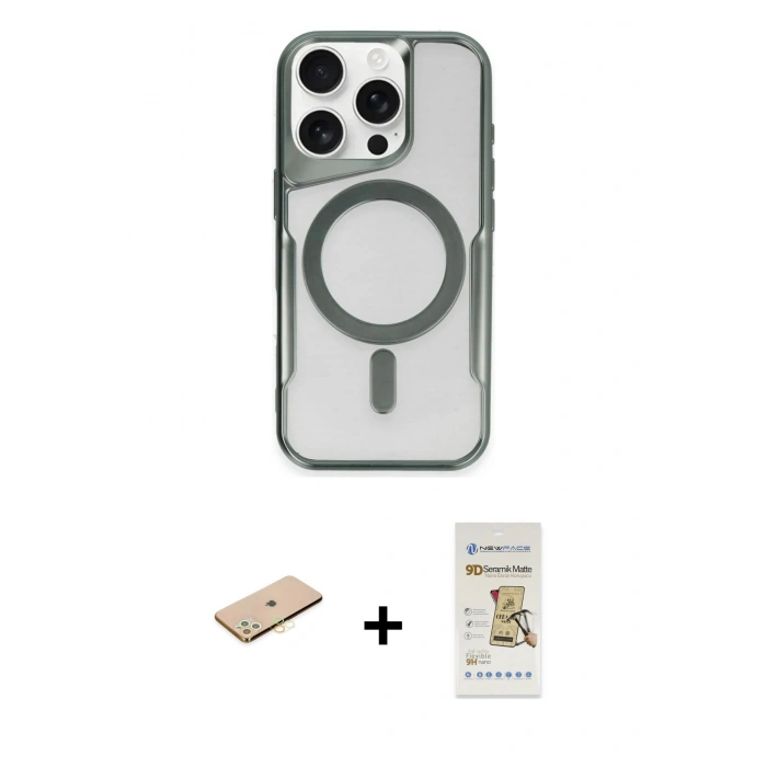 MARSİLYAN™- iPhone 11 Pro Max Kılıf Yadigar Klasik Özel Seri - Siyah Mat Seramik Nano Ekran Koruyucu + Renkli Kamera Lens Koruma Cam - SI