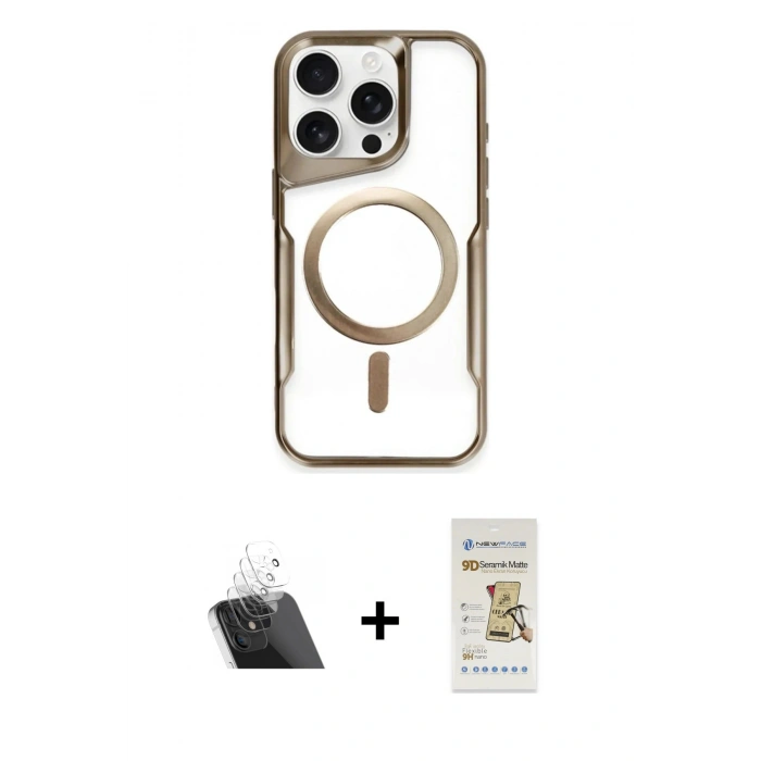 MARSİLYAN™- iPhone 11 Pro Max Kılıf Yadigar Klasik Özel Seri - Siyah Mat Seramik Nano Ekran Koruyucu + Şeffaf Kamera Lens Koruma Cam