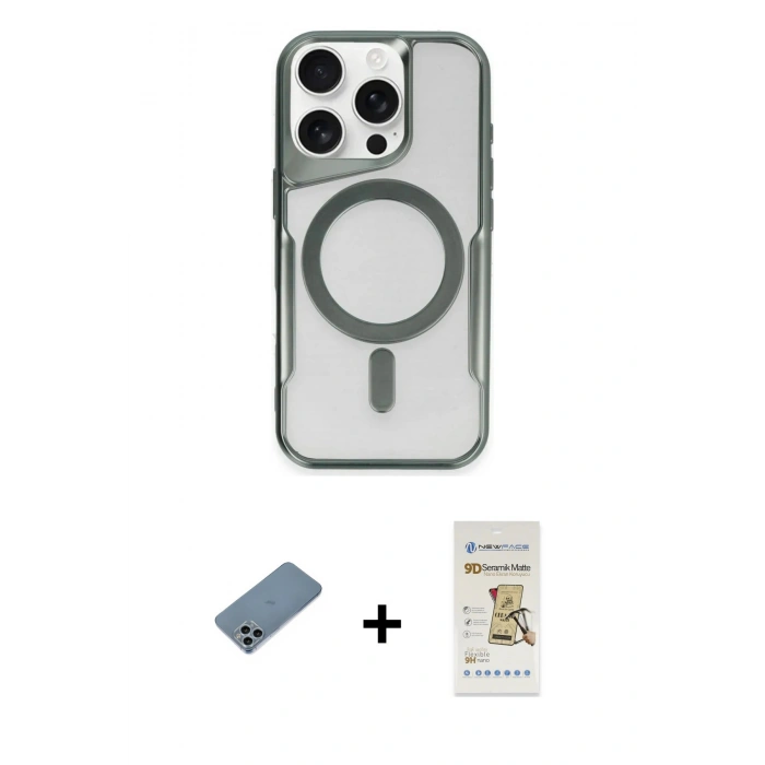 MARSİLYAN™- iPhone 11 Pro Max Kılıf Yadigar Klasik Özel Seri - Siyah Mat Seramik Nano Ekran Koruyucu + Shine Kamera Lens Koruma Cam - SABE