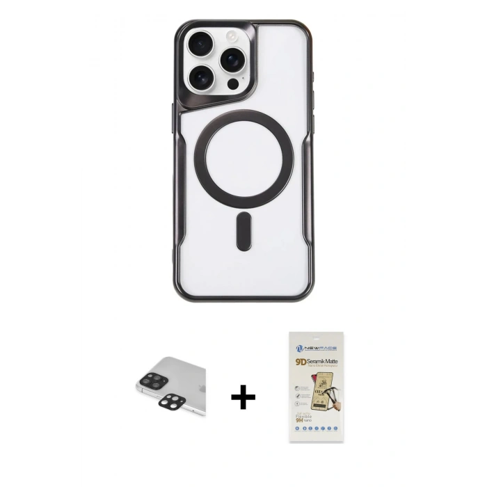 MARSİLYAN™- iPhone 11 Pro Max Kılıf Yadigar Klasik Özel Seri - Siyah Mat Seramik Nano Ekran Koruyucu + Pers Alüminyum Kamera Lens - SH