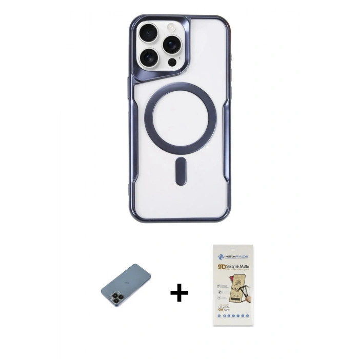 MARSİLYAN™- iPhone 11 Pro Max Kılıf Yadigar Klasik Özel Seri - Siyah Mat Seramik Nano Ekran Koruyucu + Siyah Shine Kamera Lens Koruma Cam
