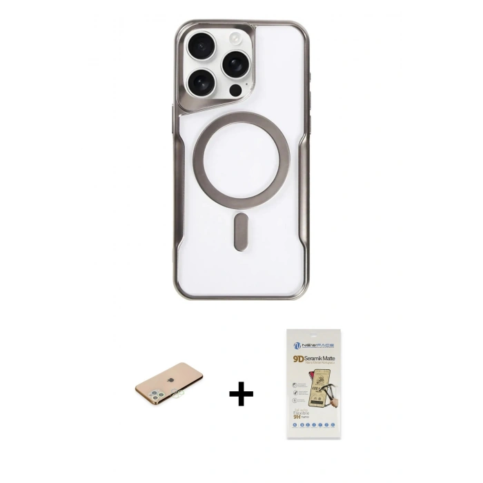 MARSİLYAN™- iPhone 11 Pro Max Kılıf Yadigar Klasik Özel Seri - Siyah Mat Seramik Nano Ekran Koruyucu + Renkli Kamera Lens Koruma Cam - YL