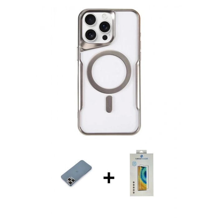 MARSİLYAN™- iPhone 11 Pro Max Kılıf Yadigar Klasik Özel Seri - Siyah Polymer Nano Ekran Koruyucu + Gold Metal Kamera Lens Koruma Cam