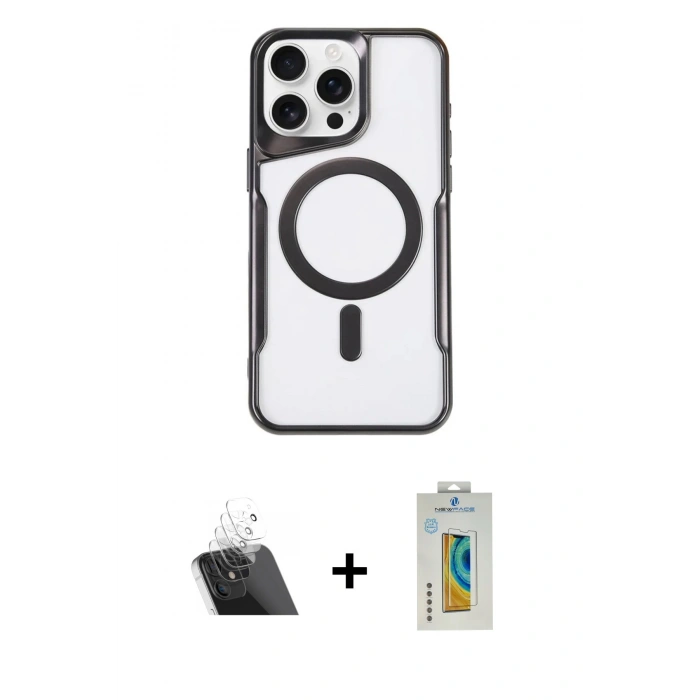 MARSİLYAN™- iPhone 11 Pro Max Kılıf Yadigar Klasik Özel Seri - Siyah Polymer Nano Ekran Koruyucu + Kamera Lens Koruma Cam - SF