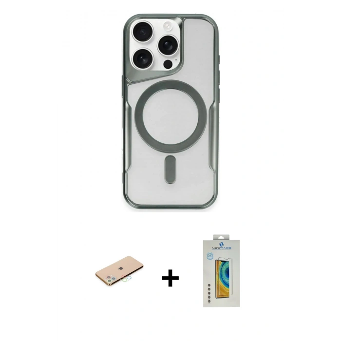 MARSİLYAN™- iPhone 11 Pro Max Kılıf Yadigar Klasik Özel Seri - Siyah Polymer Nano Ekran Koruyucu + Renkli Kamera Lens Koruma Cam - MI
