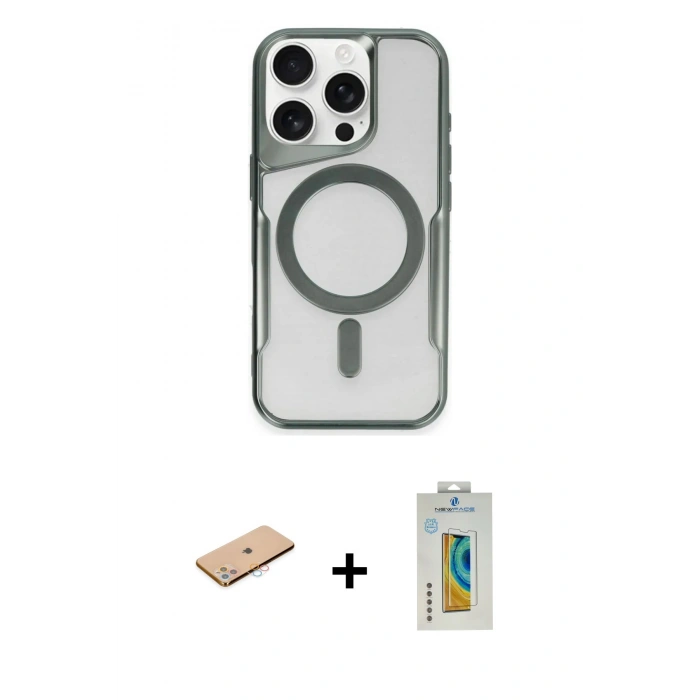 MARSİLYAN™- iPhone 11 Pro Max Kılıf Yadigar Klasik Özel Seri - Siyah Polymer Nano Ekran Koruyucu + Renkli Kamera Lens Koruma Cam - PE