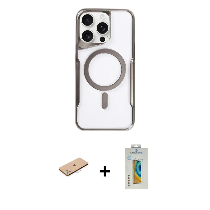 MARSİLYAN™- iPhone 11 Pro Max Kılıf Yadigar Klasik Özel Seri - Siyah Polymer Nano Ekran Koruyucu + Renkli Kamera Lens Koruma Cam - PE