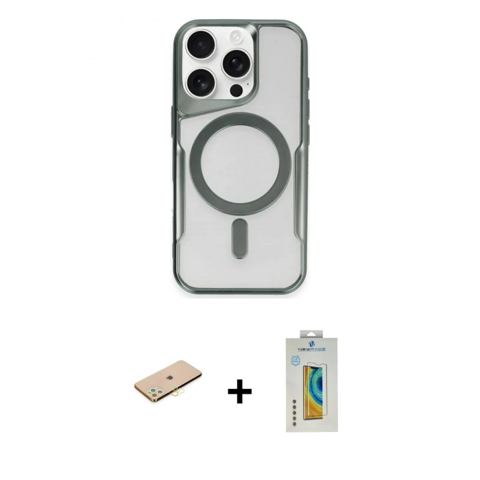 MARSİLYAN™- iPhone 11 Pro Max Kılıf Yadigar Klasik Özel Seri - Siyah Polymer Nano Ekran Koruyucu + Renkli Kamera Lens Koruma Cam - SI