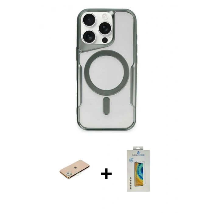 MARSİLYAN™- iPhone 11 Pro Max Kılıf Yadigar Klasik Özel Seri - Siyah Polymer Nano Ekran Koruyucu + Renkli Kamera Lens Koruma Cam - YL