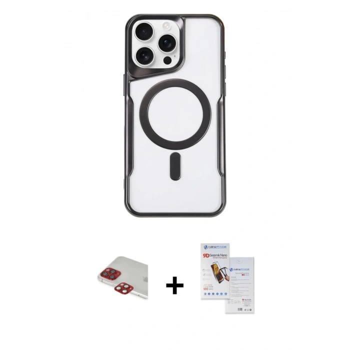 MARSİLYAN™- iPhone 11 Pro Max Kılıf Yadigar Klasik Özel Seri - Siyah Seramik Nano Ekran Koruyucu + Pers Alüminyum Kamera Lens - KI