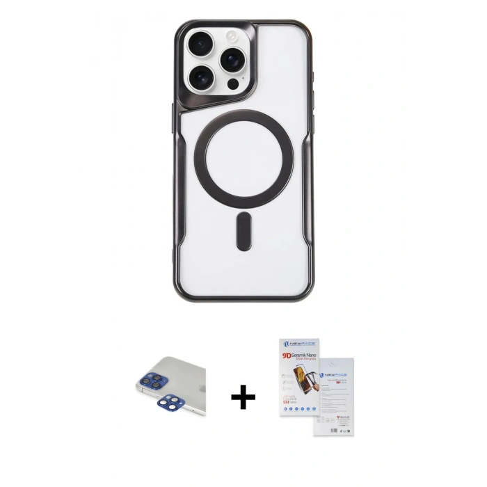 MARSİLYAN™- iPhone 11 Pro Max Kılıf Yadigar Klasik Özel Seri - Siyah Seramik Nano Ekran Koruyucu + Lacivert Pers Alüminyum Kamera Lens
