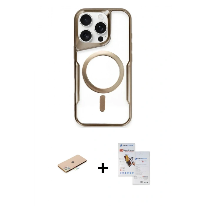 MARSİLYAN™- iPhone 11 Pro Max Kılıf Yadigar Klasik Özel Seri - Siyah Seramik Nano Ekran Koruyucu + Mavi Renkli Kamera Lens Koruma Cam