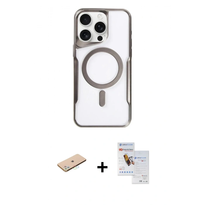 MARSİLYAN™- iPhone 11 Pro Max Kılıf Yadigar Klasik Özel Seri - Siyah Seramik Nano Ekran Koruyucu + Mavi Renkli Kamera Lens Koruma Cam