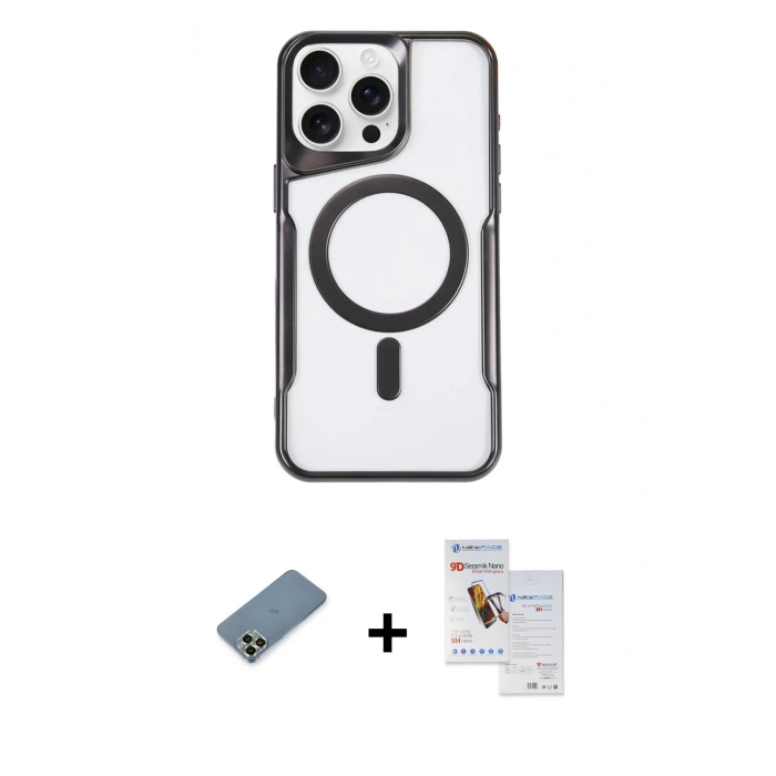 MARSİLYAN™- iPhone 11 Pro Max Kılıf Yadigar Klasik Özel Seri - Siyah Seramik Nano Ekran Koruyucu + Metal Kamera Lens Koruma Cam - AKYL