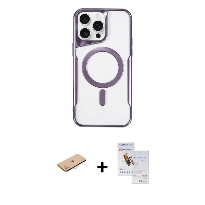 MARSİLYAN™- iPhone 11 Pro Max Kılıf Yadigar Klasik Özel Seri - Siyah Seramik Nano Ekran Koruyucu + Renkli Kamera Lens Koruma Cam - PE