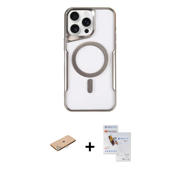 MARSİLYAN™- iPhone 11 Pro Max Kılıf Yadigar Klasik Özel Seri - Siyah Seramik Nano Ekran Koruyucu + Renkli Kamera Lens Koruma Cam - PE