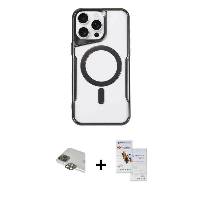 MARSİLYAN™- iPhone 11 Pro Max Kılıf Yadigar Klasik Özel Seri - Siyah Seramik Nano Ekran Koruyucu + Pers Alüminyum Kamera Lens - YL