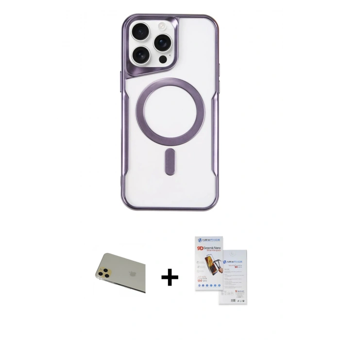 MARSİLYAN™- iPhone 11 Pro Max Kılıf Yadigar Klasik Özel Seri - Siyah Seramik Nano Ekran Koruyucu + Rainbow Kamera Lens Koruma Cam - GD