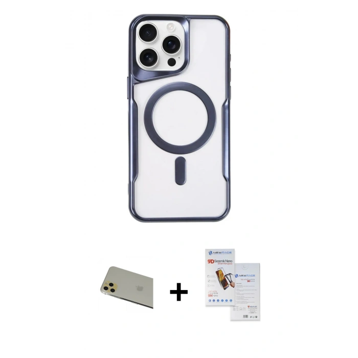 MARSİLYAN™- iPhone 11 Pro Max Kılıf Yadigar Klasik Özel Seri - Siyah Seramik Nano Ekran Koruyucu + Rainbow Kamera Lens Koruma Cam - GD