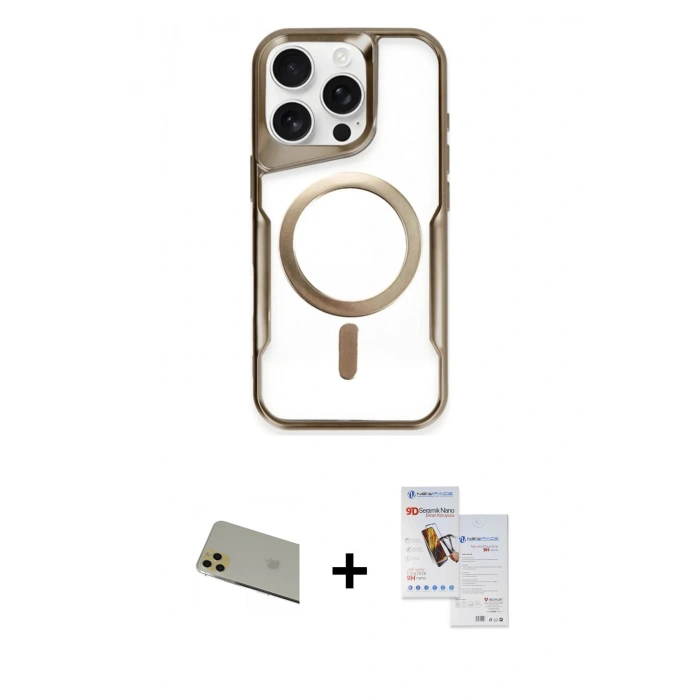 MARSİLYAN™- iPhone 11 Pro Max Kılıf Yadigar Klasik Özel Seri - Siyah Seramik Nano Ekran Koruyucu + Rainbow Kamera Lens Koruma Cam - GD
