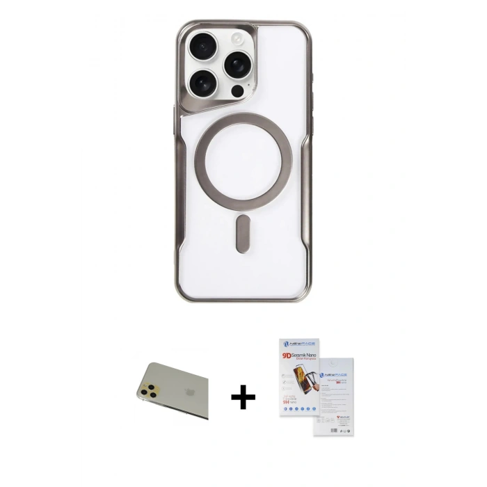 MARSİLYAN™- iPhone 11 Pro Max Kılıf Yadigar Klasik Özel Seri - Siyah Seramik Nano Ekran Koruyucu + Rainbow Kamera Lens Koruma Cam - GD