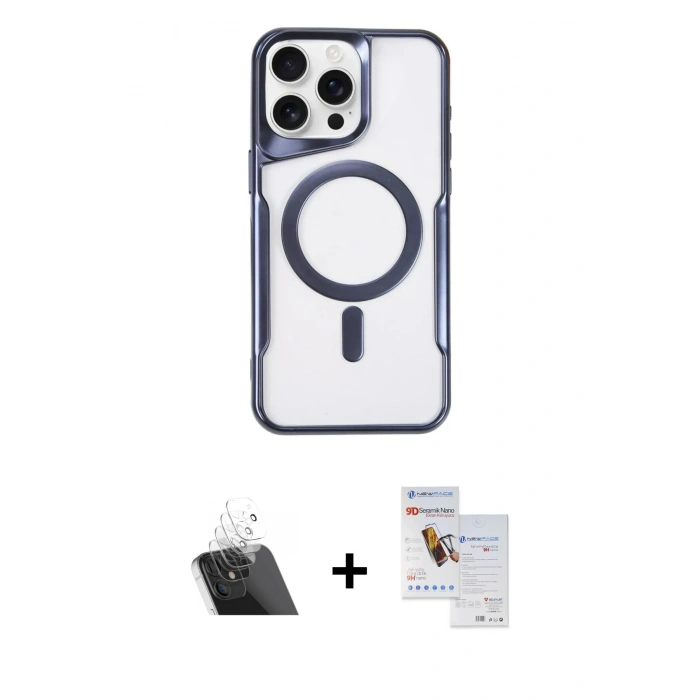 MARSİLYAN™- iPhone 11 Pro Max Kılıf Yadigar Klasik Özel Seri - Siyah Seramik Nano Ekran Koruyucu + Şeffaf Kamera Lens Koruma Cam
