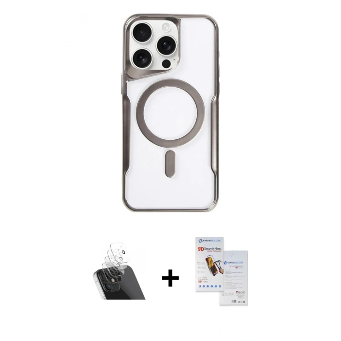 MARSİLYAN™- iPhone 11 Pro Max Kılıf Yadigar Klasik Özel Seri - Siyah Seramik Nano Ekran Koruyucu + Şeffaf Kamera Lens Koruma Cam