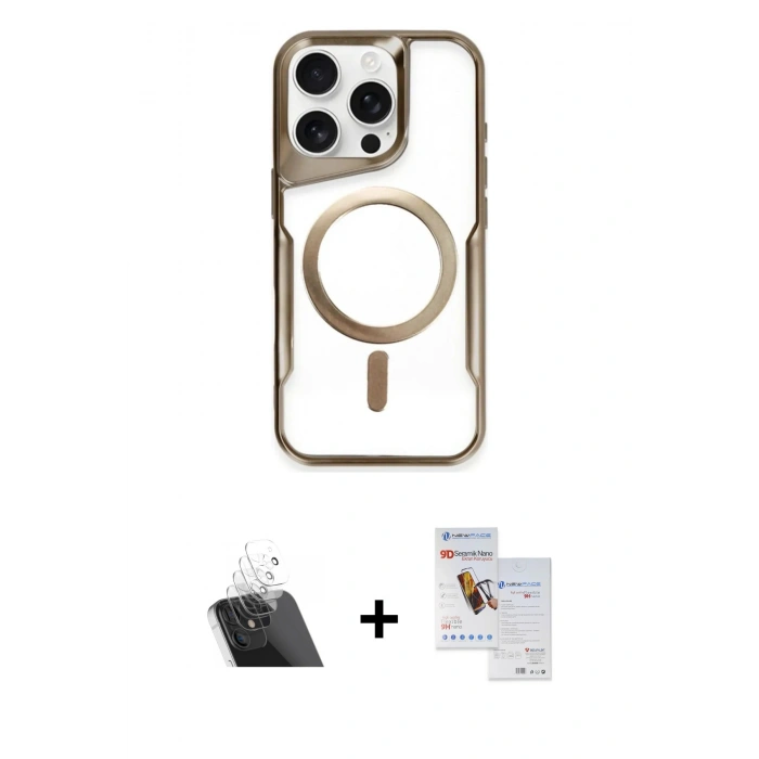 MARSİLYAN™- iPhone 11 Pro Max Kılıf Yadigar Klasik Özel Seri - Siyah Seramik Nano Ekran Koruyucu + Şeffaf Kamera Lens Koruma Cam