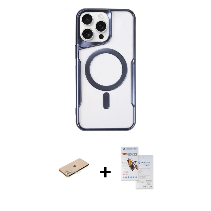 MARSİLYAN™- iPhone 11 Pro Max Kılıf Yadigar Klasik Özel Seri - Siyah Seramik Nano Ekran Koruyucu + Renkli Kamera Lens Koruma Cam - YL