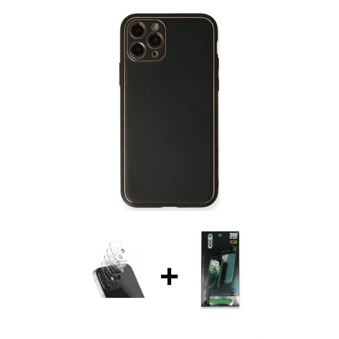 MARSİLYAN™- iPhone 11 Pro Max Kılıf Yadigar Klasik - Şeffaf 360 Full Body Arka Koruyucu + Kamera Lens Koruma Cam - SF