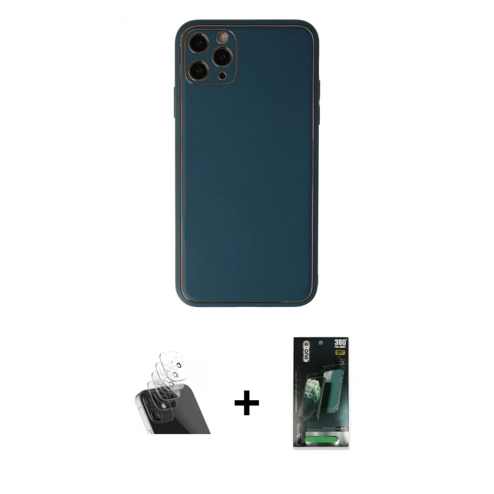 MARSİLYAN™- iPhone 11 Pro Max Kılıf Yadigar Klasik - Şeffaf 360 Full Body Arka Koruyucu + Kamera Lens Koruma Cam - SF