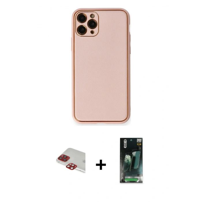 MARSİLYAN™- iPhone 11 Pro Max Kılıf Yadigar Klasik - Şeffaf 360 Full Body Arka Koruyucu + Kırmızı Pers Alüminyum Kamera Lens