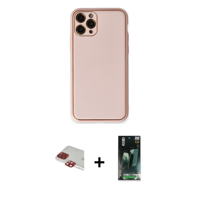 MARSİLYAN™- iPhone 11 Pro Max Kılıf Yadigar Klasik - Şeffaf 360 Full Body Arka Koruyucu + Kırmızı Pers Alüminyum Kamera Lens