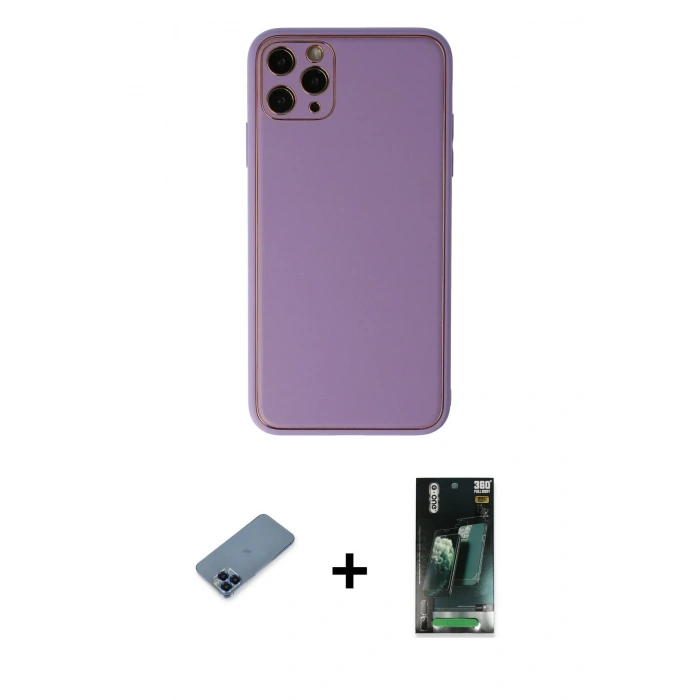 MARSİLYAN™- iPhone 11 Pro Max Kılıf Yadigar Klasik - Şeffaf 360 Full Body Arka Koruyucu + Metal Kamera Lens Koruma Cam - MI