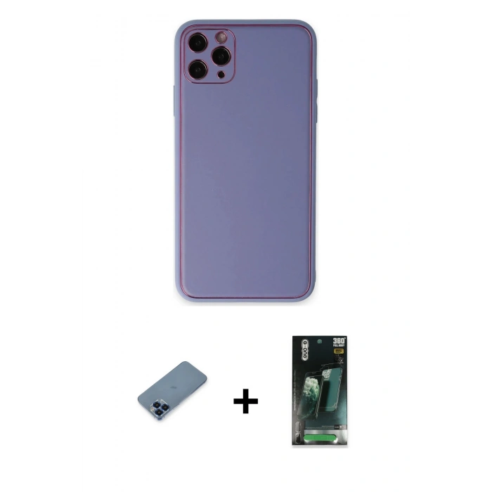 MARSİLYAN™- iPhone 11 Pro Max Kılıf Yadigar Klasik - Şeffaf 360 Full Body Arka Koruyucu + Metal Kamera Lens Koruma Cam - MI
