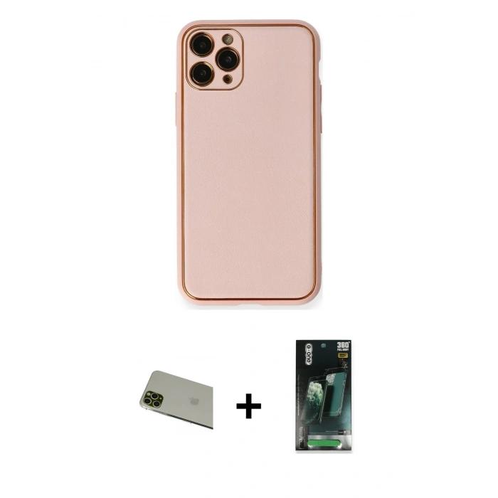 MARSİLYAN™- iPhone 11 Pro Max Kılıf Yadigar Klasik - Şeffaf 360 Full Body Arka Koruyucu + Rainbow Kamera Lens Koruma Cam - YL