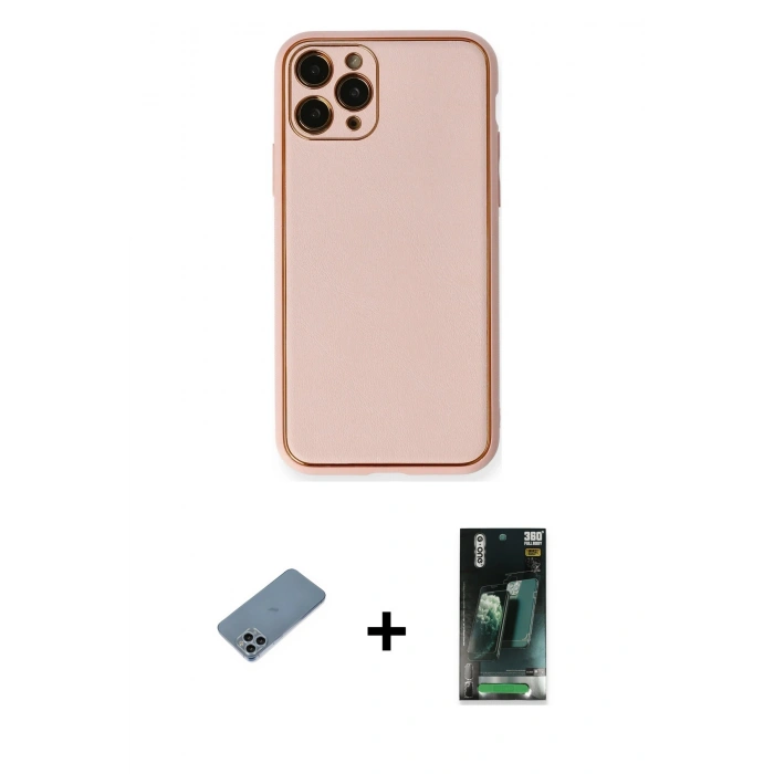 MARSİLYAN™- iPhone 11 Pro Max Kılıf Yadigar Klasik - Şeffaf 360 Full Body Arka Koruyucu + Shine Kamera Lens Koruma Cam - SABE