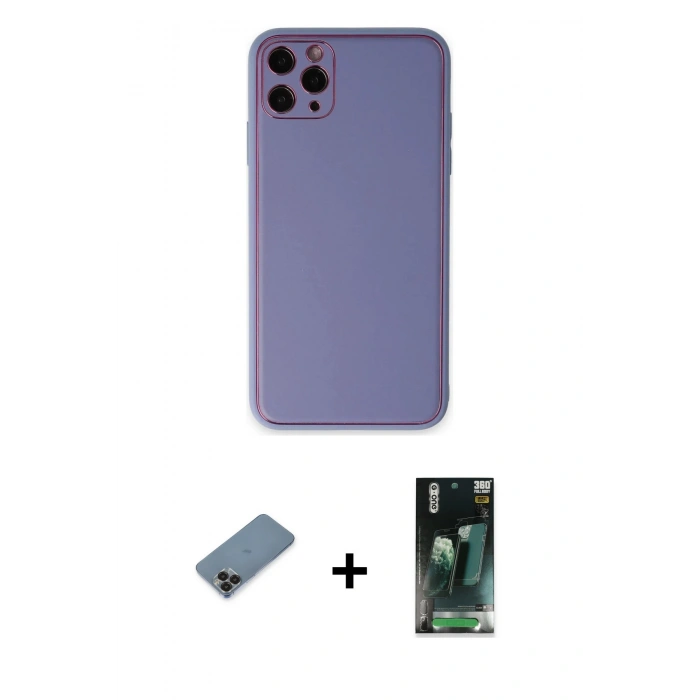 MARSİLYAN™- iPhone 11 Pro Max Kılıf Yadigar Klasik - Şeffaf 360 Full Body Arka Koruyucu + Metal Kamera Lens Koruma Cam - SH