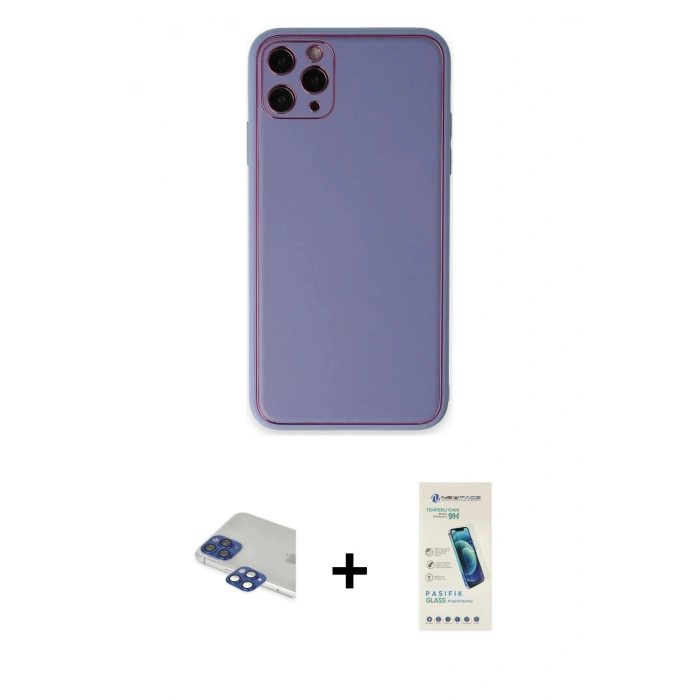 MARSİLYAN™- iPhone 11 Pro Max Kılıf Yadigar Klasik - Şeffaf Pasifik Cam Ekran Koruyucu + Pers Alüminyum Kamera Lens - LT