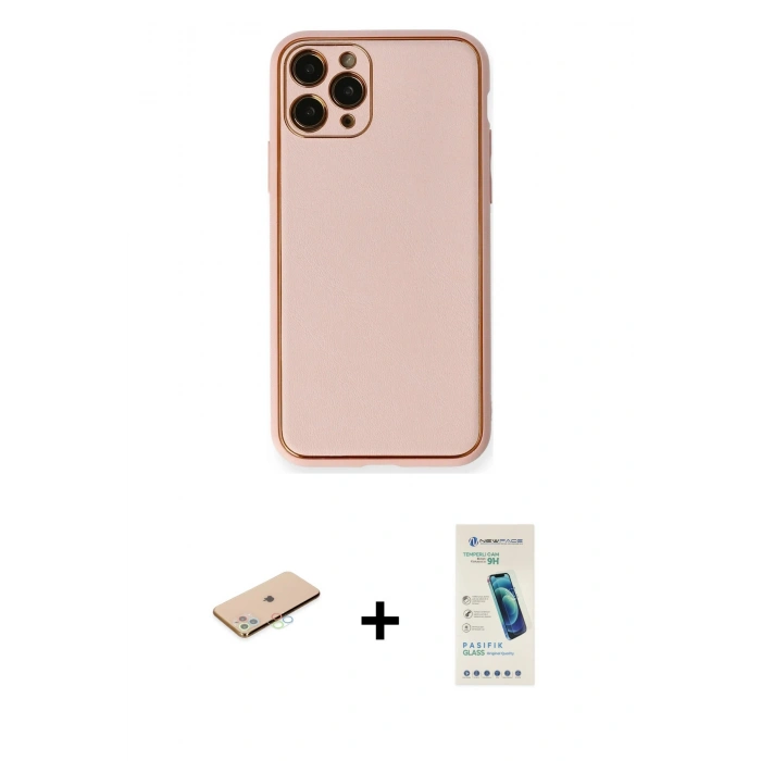 MARSİLYAN™- iPhone 11 Pro Max Kılıf Yadigar Klasik - Şeffaf Pasifik Cam Ekran Koruyucu + Renkli Kamera Lens Koruma Cam - MI