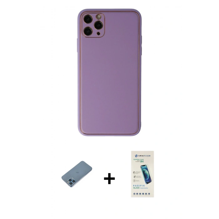 MARSİLYAN™- iPhone 11 Pro Max Kılıf Yadigar Klasik - Şeffaf Pasifik Cam Ekran Koruyucu + Shine Kamera Lens Koruma Cam - MI
